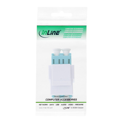 InLine® LWL Keystone Snap-in Kupplung weiß, Duplex LC/LC, multimode, türkis (Produktbild 3)