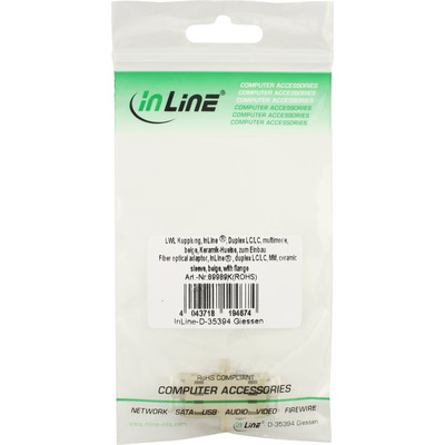 InLine® LWL Kupplung, Duplex LC/LC, multimode, beige, Keramik-Hülse, zum Einbau (Produktbild 3)
