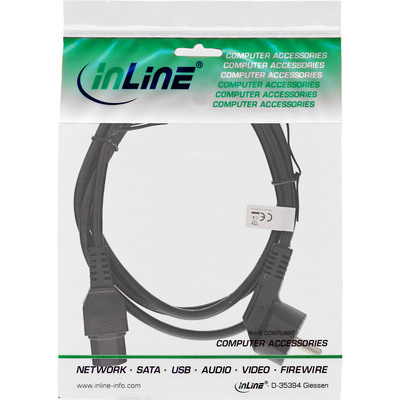 InLine® Netzkabel, Schutzkon. gew. auf Warmgerätest. C15 gerade, schwarz, 3m (Produktbild 2)