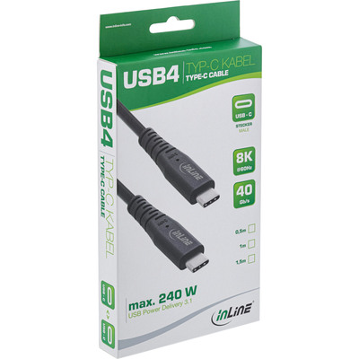 InLine® USB4 Kabel, USB-C ST/ST, PD 240W, 8K60Hz, TPE schwarz, 1,5m (Produktbild 2)