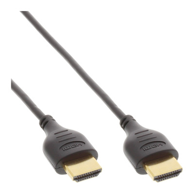 InLine® HDMI Superslim Kabel A an A, HS mit Eth., Premium, schwarz / gold, 1m (Produktbild 1)