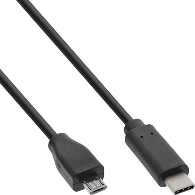 InLine® USB 2.0 Kabel, USB-C Stecker an Micro-B Stecker, schwarz, 2m (Produktbild 1)