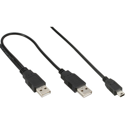 InLine® USB Mini-Y-Kabel, 2x Stecker A an Mini-B Stecker (5pol.), 1,5m (Produktbild 1)