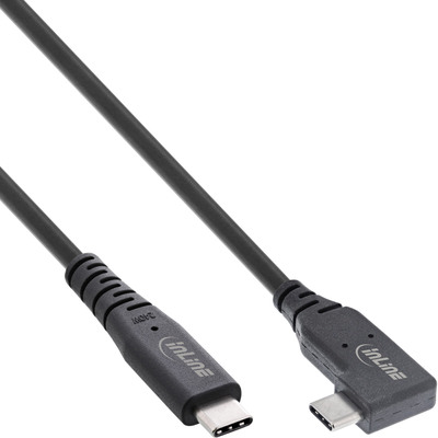 InLine® USB4 Kabel, USB-C einseitig gewinkelt, PD 240W 8K60Hz, TPE schwarz, 0,5m (Produktbild 1)