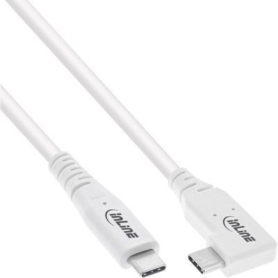 InLine® USB4 Kabel, USB-C, einseitig gewinkelt, PD 240W, 8K60Hz, TPE, weiß, 1,5m (Produktbild 1)