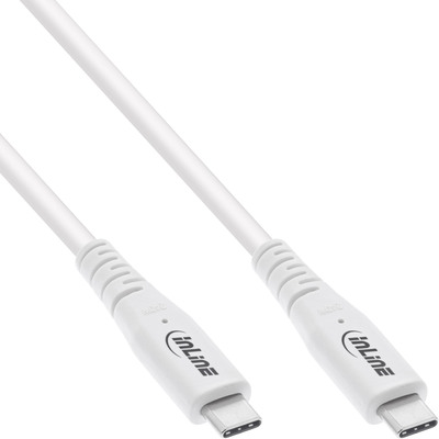 InLine® USB4 Kabel, USB-C Stecker/Stecker, PD 240W, 8K60Hz, TPE weiß, 1,5m
