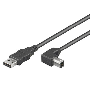 USB2.0 Anschlusskabel Stecker Typ A - -- Stecker Typ B 90° gewinkelt, 1,0 m