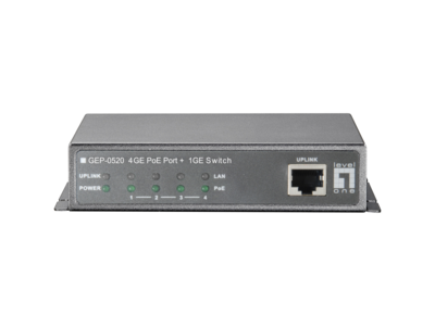 1-Port Gigabit Ethernet + -- 4-Port PoE Desktop PSE Switch