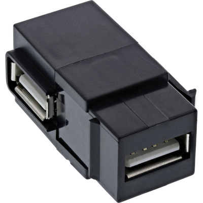 InLine® USB 2.0 Keystone Snap-In Einsatz, USB-A BU/BU, gewinkelt, schwarz (Produktbild 2)