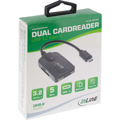 InLine® Card Reader USB 3.1 USB-C, für SD/SDHC/SDXC, microSD, UHS-II kompatibel (Produktbild 3)