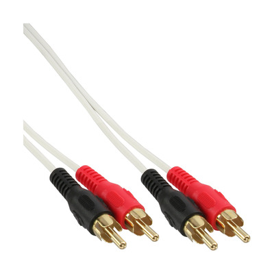 InLine® Cinch Kabel, 2x Cinch, Stecker / Stecker, weiß / gold, 3m (Produktbild 1)