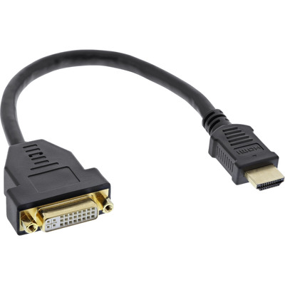 InLine® HDMI-DVI Adapterkabel, HDMI Stecker auf DVI Buchse, 0,2m (Produktbild 1)