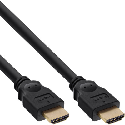 InLine® HDMI Kabel, HDMI-High Speed, ST / ST, verg. Kontakte, schwarz, 1,5m (Produktbild 1)