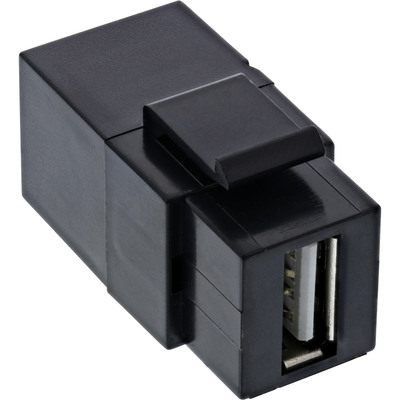 InLine® USB 2.0 Keystone Snap-In Einsatz, USB-A BU/BU, gewinkelt, schwarz (Produktbild 1)